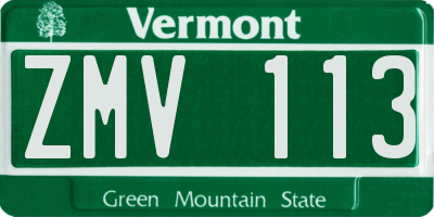 VT license plate ZMV113
