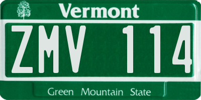 VT license plate ZMV114