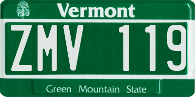 VT license plate ZMV119