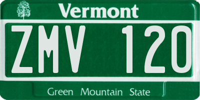 VT license plate ZMV120