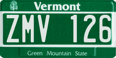 VT license plate ZMV126