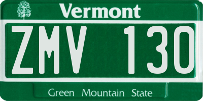 VT license plate ZMV130