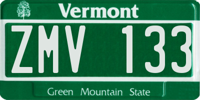 VT license plate ZMV133