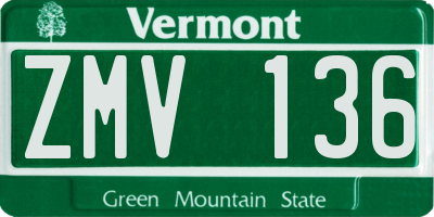VT license plate ZMV136