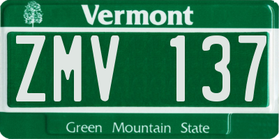 VT license plate ZMV137