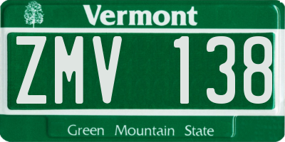 VT license plate ZMV138