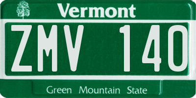 VT license plate ZMV140