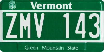 VT license plate ZMV143