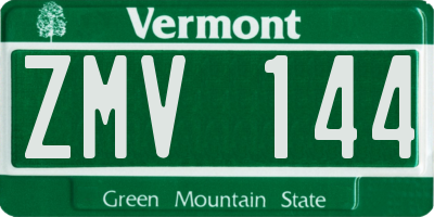 VT license plate ZMV144
