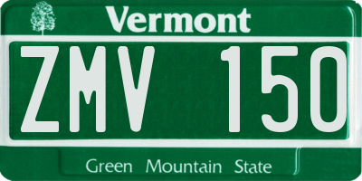 VT license plate ZMV150