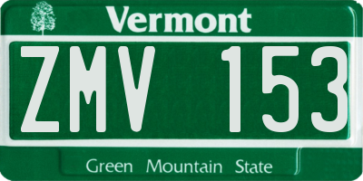 VT license plate ZMV153