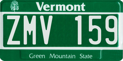 VT license plate ZMV159