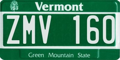VT license plate ZMV160