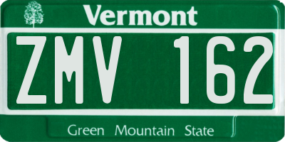 VT license plate ZMV162