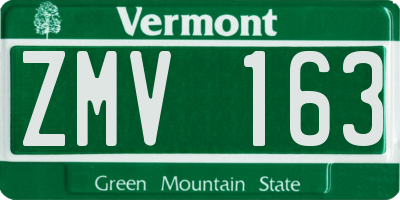 VT license plate ZMV163