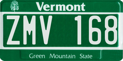 VT license plate ZMV168