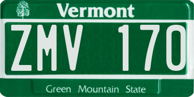 VT license plate ZMV170
