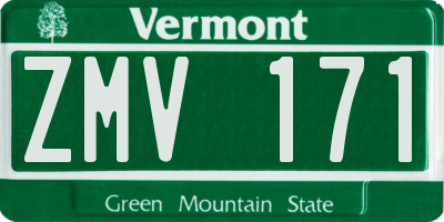 VT license plate ZMV171