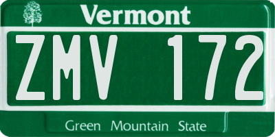 VT license plate ZMV172