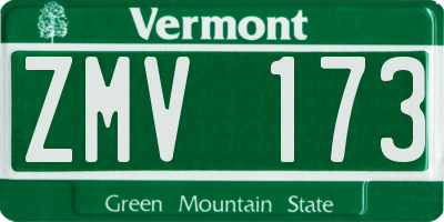 VT license plate ZMV173