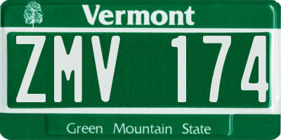 VT license plate ZMV174