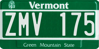 VT license plate ZMV175