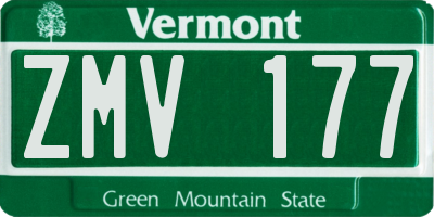 VT license plate ZMV177