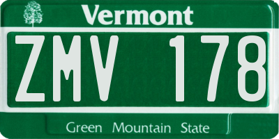 VT license plate ZMV178