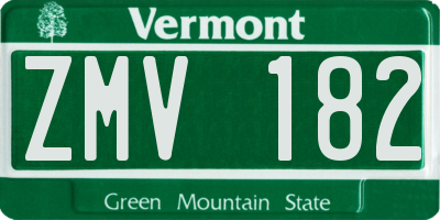 VT license plate ZMV182
