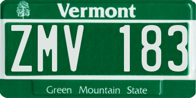 VT license plate ZMV183