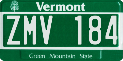 VT license plate ZMV184