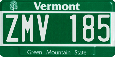 VT license plate ZMV185