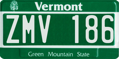 VT license plate ZMV186