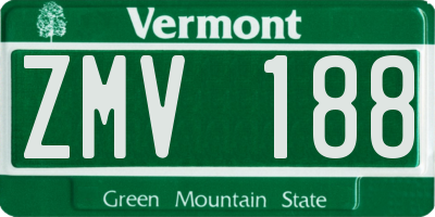 VT license plate ZMV188