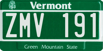 VT license plate ZMV191
