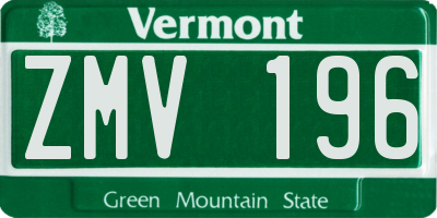 VT license plate ZMV196