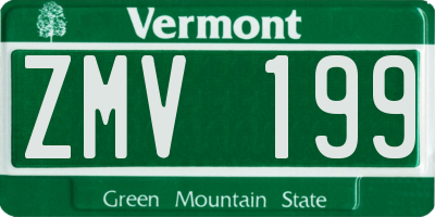 VT license plate ZMV199