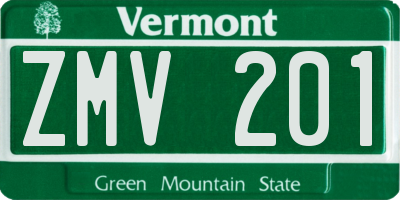VT license plate ZMV201