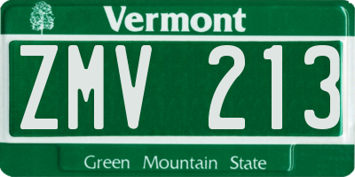 VT license plate ZMV213