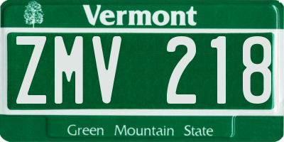 VT license plate ZMV218