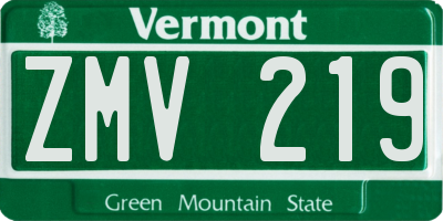 VT license plate ZMV219