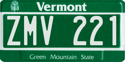 VT license plate ZMV221