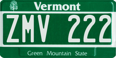 VT license plate ZMV222