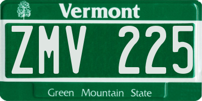 VT license plate ZMV225