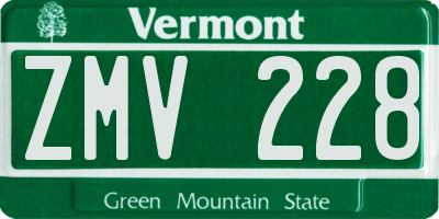 VT license plate ZMV228