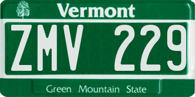 VT license plate ZMV229