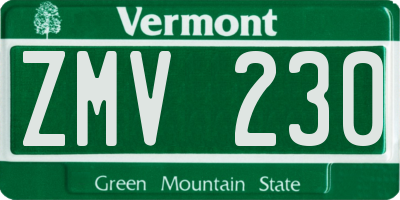 VT license plate ZMV230