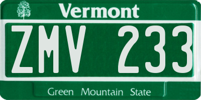 VT license plate ZMV233