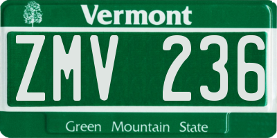 VT license plate ZMV236