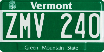 VT license plate ZMV240